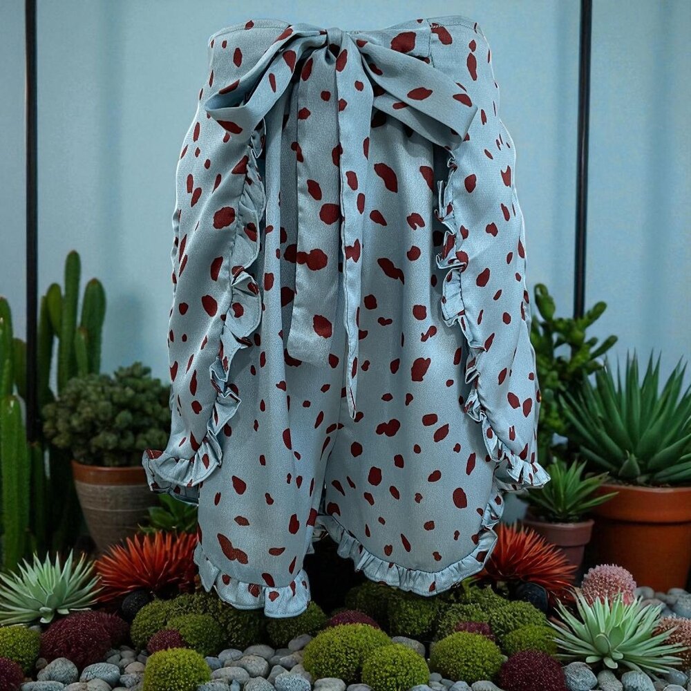 Hayden‎ Coquette Ruffle Tie Shorts Soft Girl Blue Red Polka Cottagecore Summer